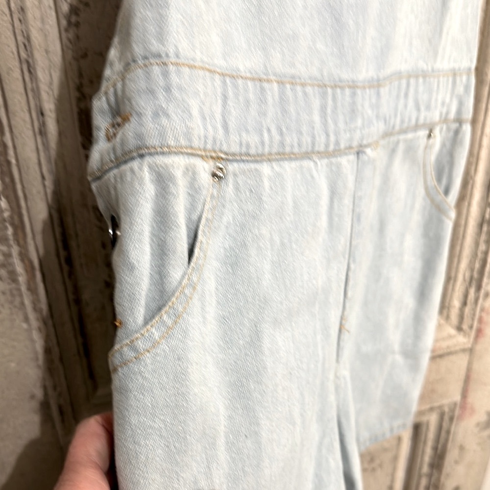 NEW CLEARANCE POL Vibrant Blue and Orange Overalls Shorts with Playful Design - Picture 4 of 5
